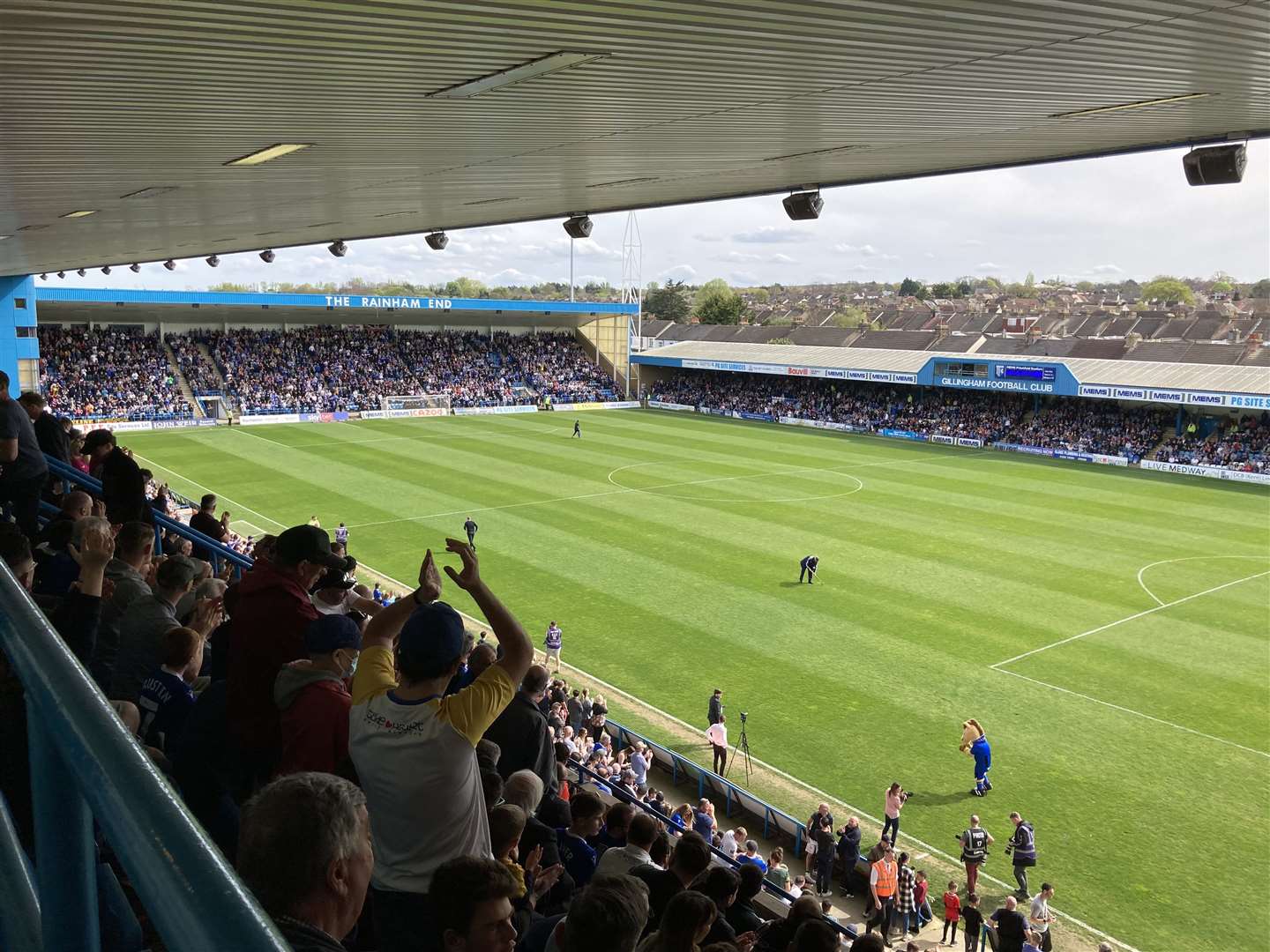 Hill ran on the pitch at Priestfield Stadium. Stock image