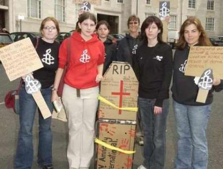 Some of the protestors in the town centre. Picture: BARRY CRAYFORD