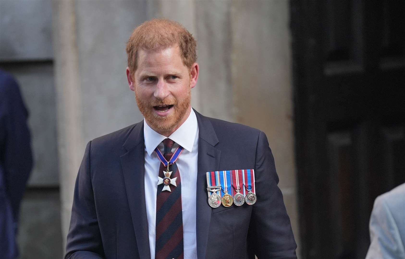 Harry leaving St Paul’s Cathedral in London after attending a service of thanksgiving to mark the 10th anniversary of the Invictus Games (Yui Mok/PA)