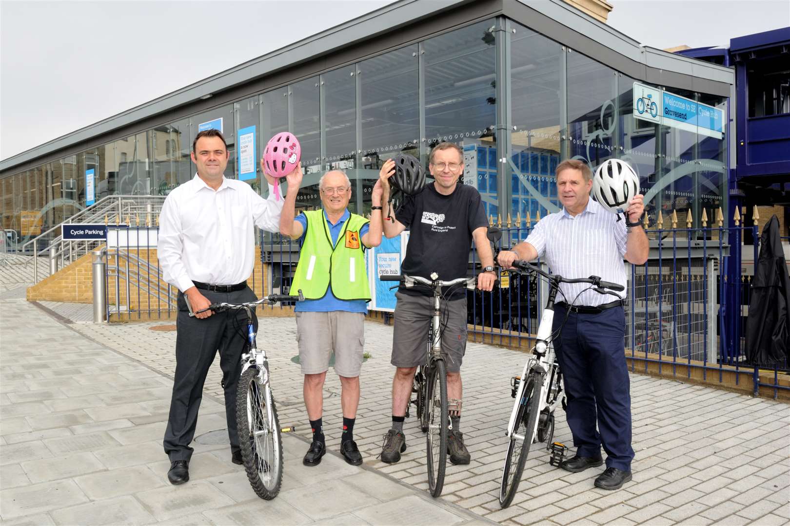 The launch of Gravesham cycle forum. Left-right: Cllr James Willis, Peter Willis - Sustrans Ranger, Alex Hills - Gravesend Rep for Campaign for Protection of Rural England, Cllr John Knight - cabinet member for public protection.