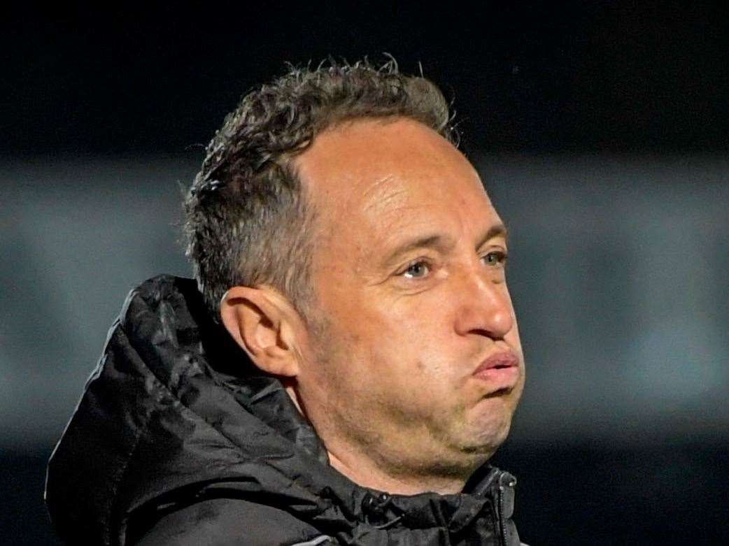 Dover boss Jake Leberl - was frustrated with the manner of the goal they conceded in Saturday’s 1-0 top-of-the-table Isthmian Premier loss to Billericay. Photo: Stuart Watson