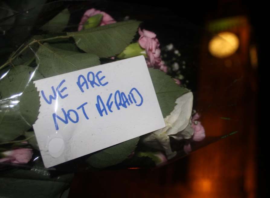 Flowers left near the scene of the attack. Picture: Ollie Cole