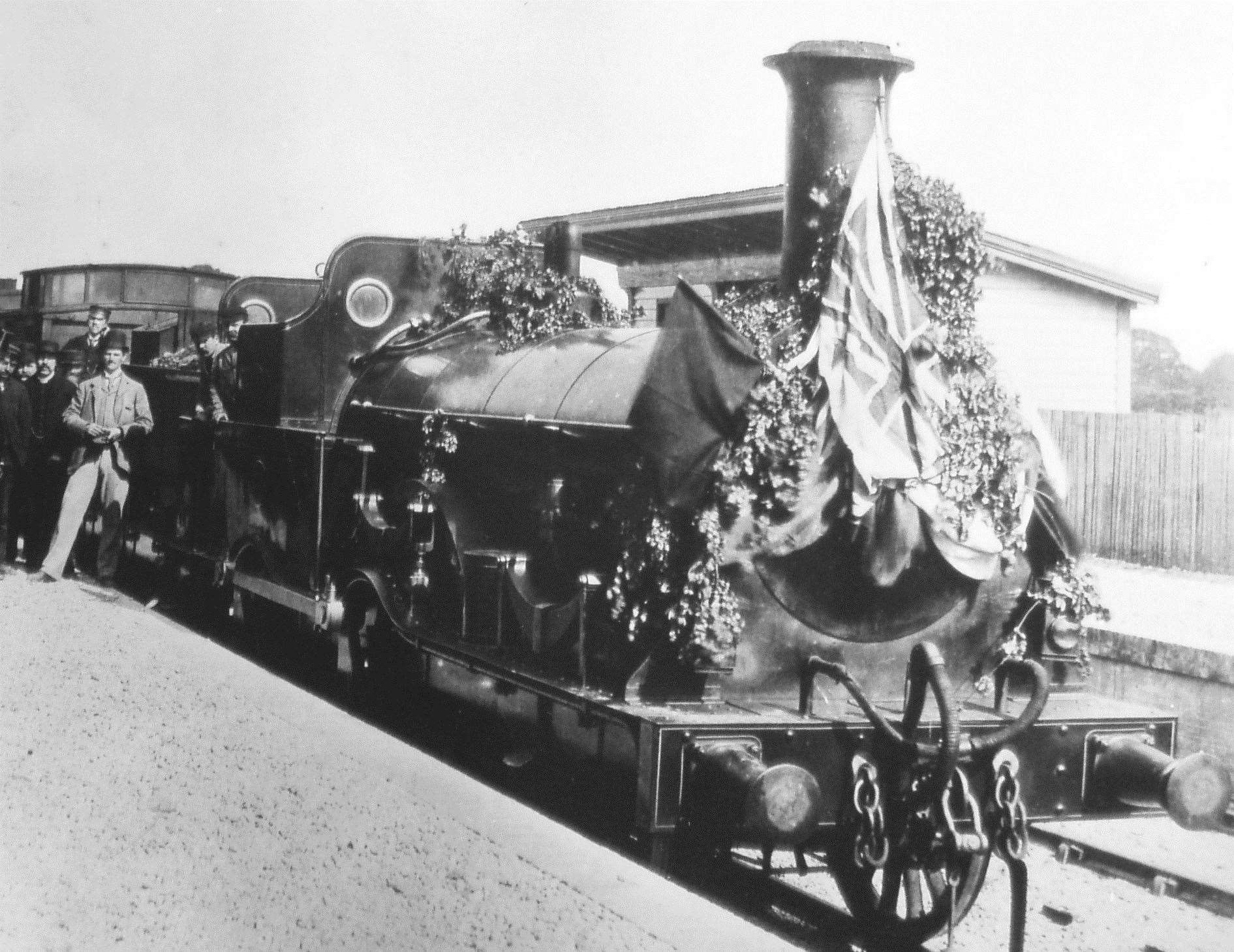 The first train into Goudhurst Station in 1892