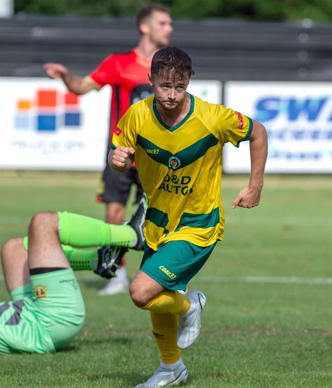 Danny Parish celebrates after giving Ashford the lead at Sittingbourne. Picture: Ian Scammell/Isobel Scammell