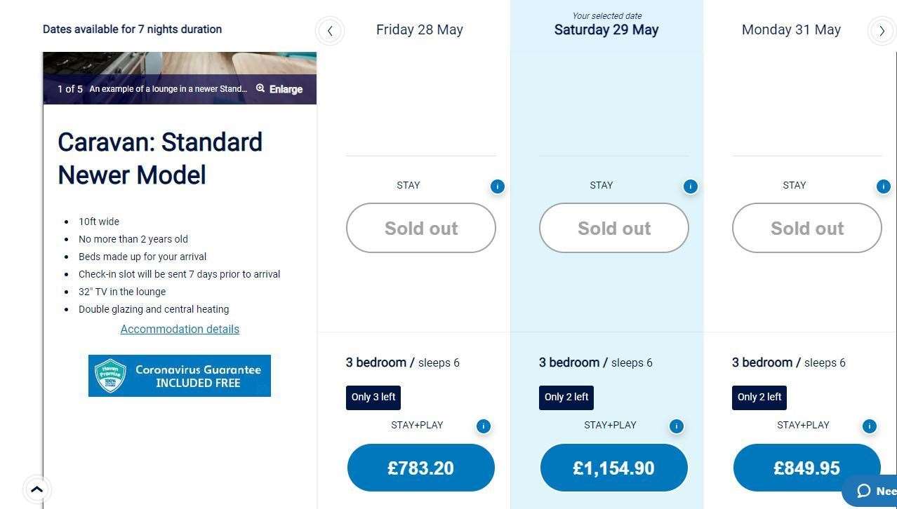 A week at Allhallows for May will cost you £1,154.90