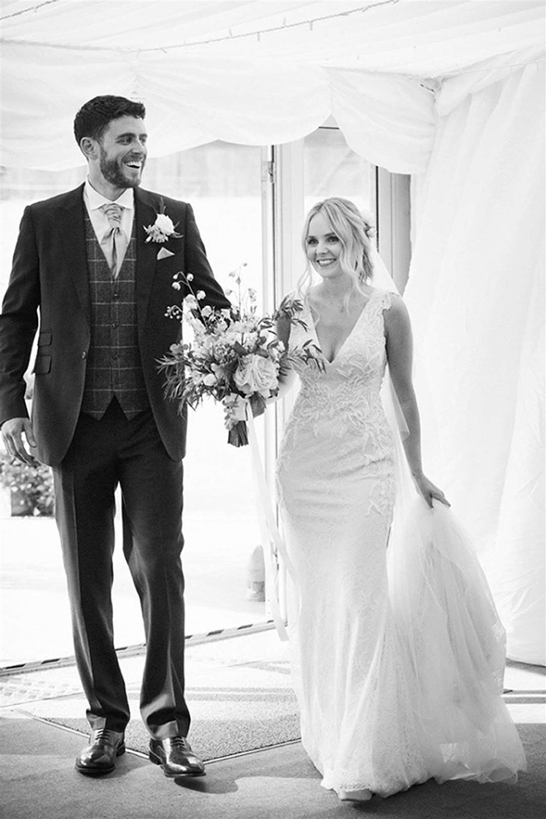 Pc Andrew Harper and his wife, Lissie, celebrating their wedding (Thames Valley Police/PA)