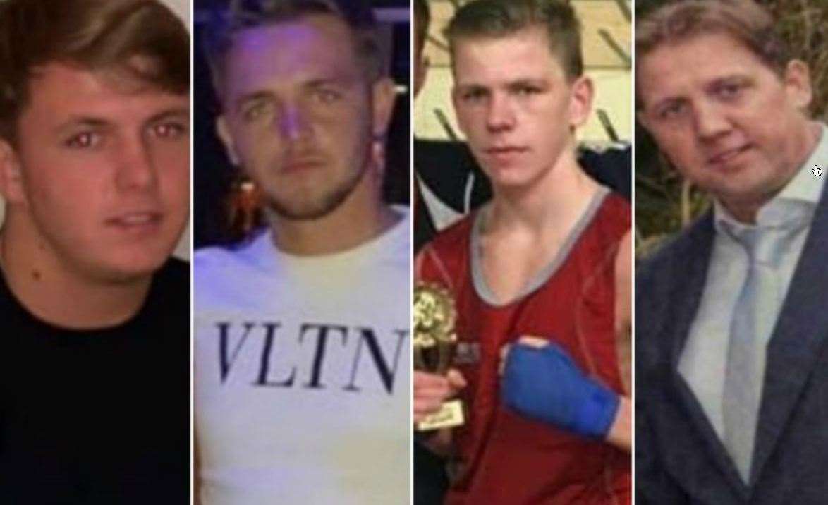 The victims of the car crash, from L-R: Johnboy Cash, 'Smiler' Cash, Jacko Cosgrove and Jonny Cash