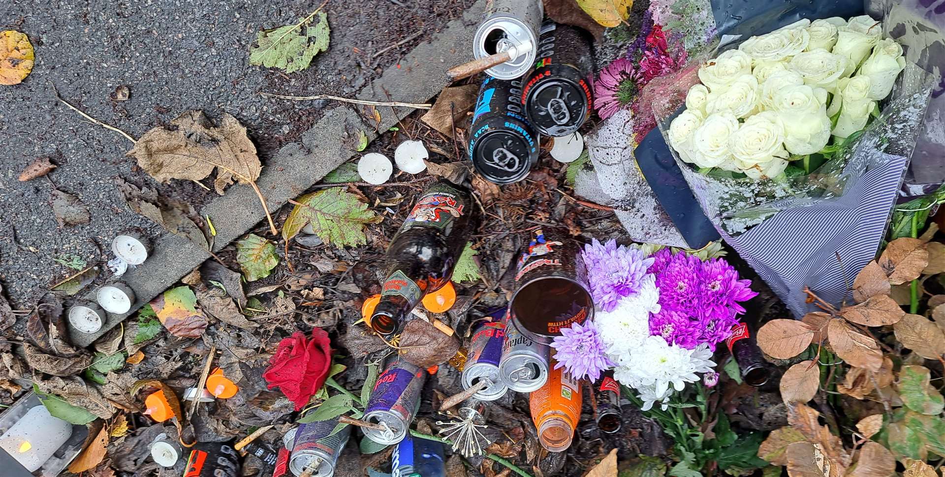 Some of the items left by mourners