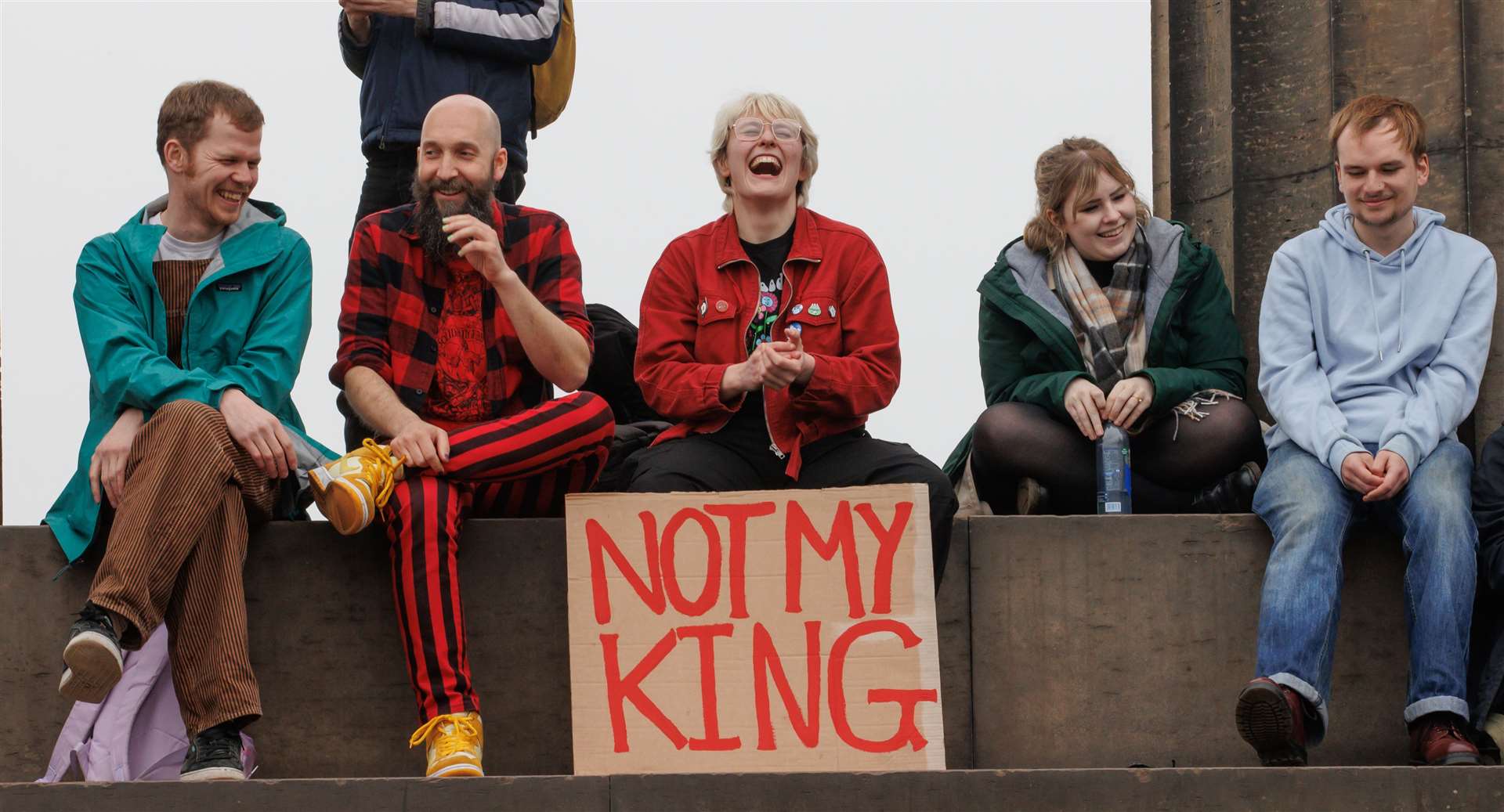 People take part in an anti-monarchy rally on Calton Hill, Edinburgh (Steve Welsh/PA)