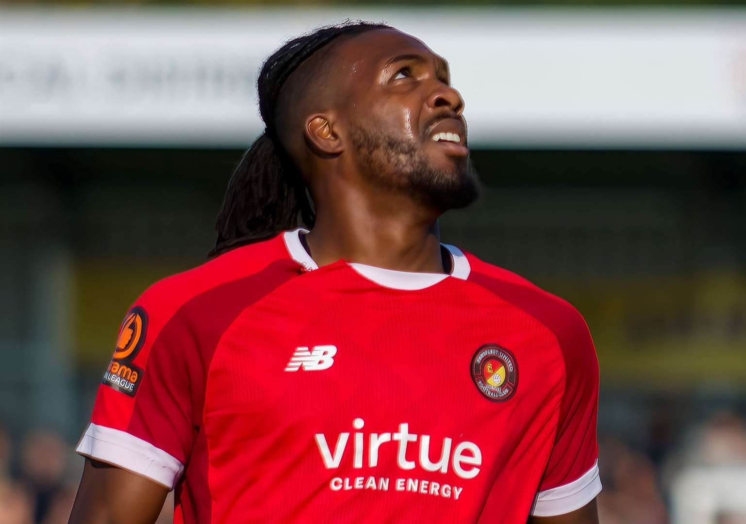 Ebbsfleet striker Dominic Poleon was replaced at half-time on Saturday due to injury. Picture: Ed Miller/EUFC