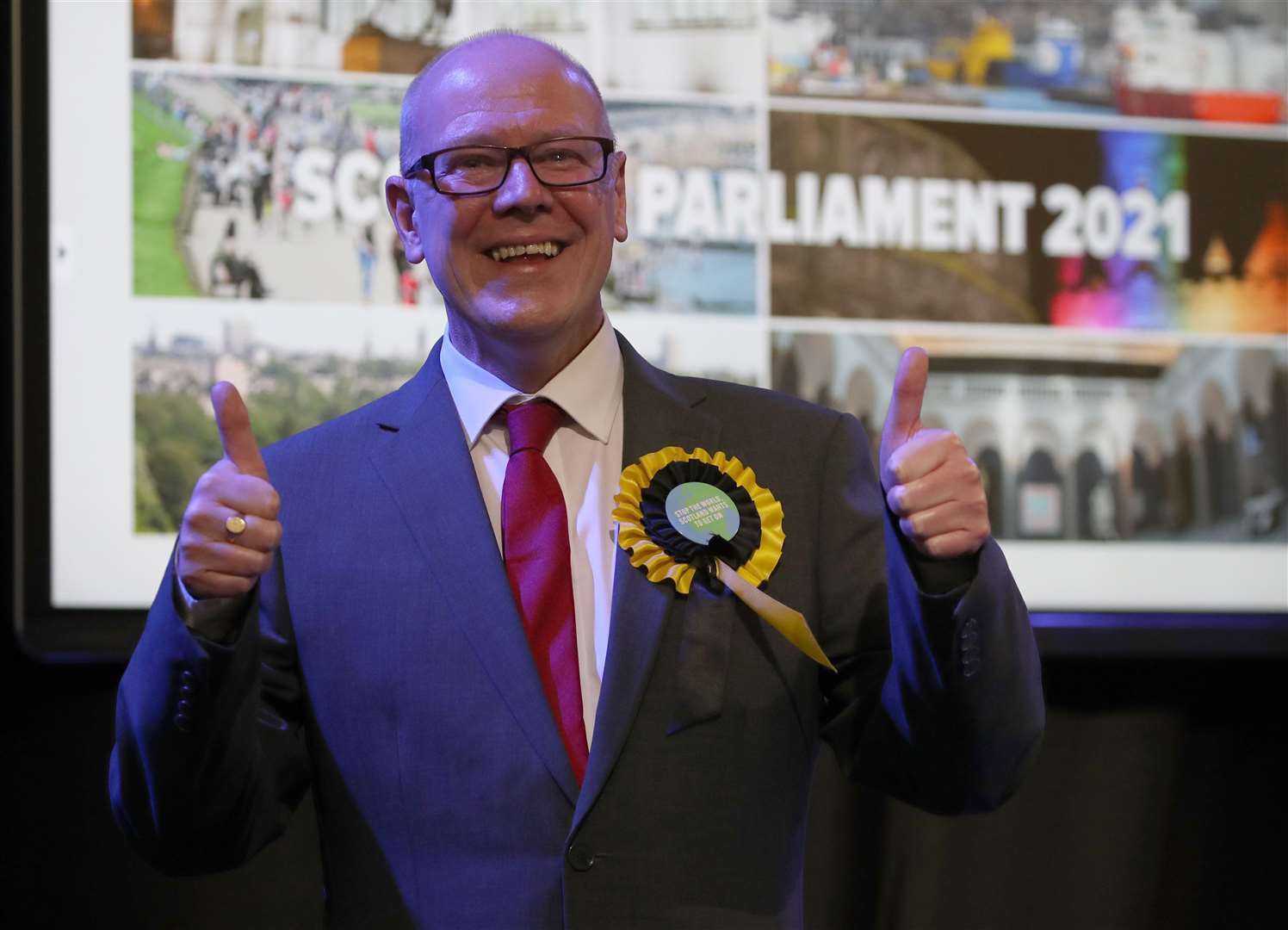 SNP’s Kevin Stewart reacts after winning his seat for Aberdeen Central (Andrew Milligan/PA)