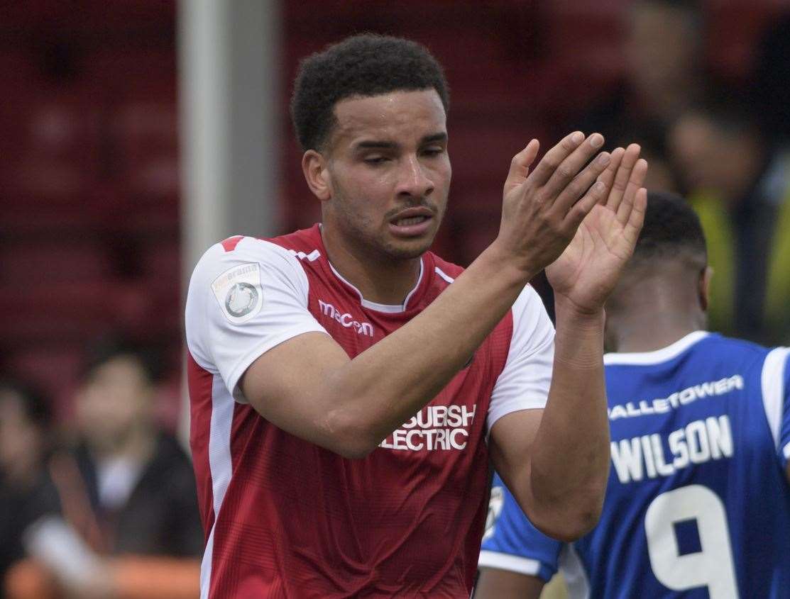 Chris Bush applauds the Ebbsfleet fans Picture: Andy Payton