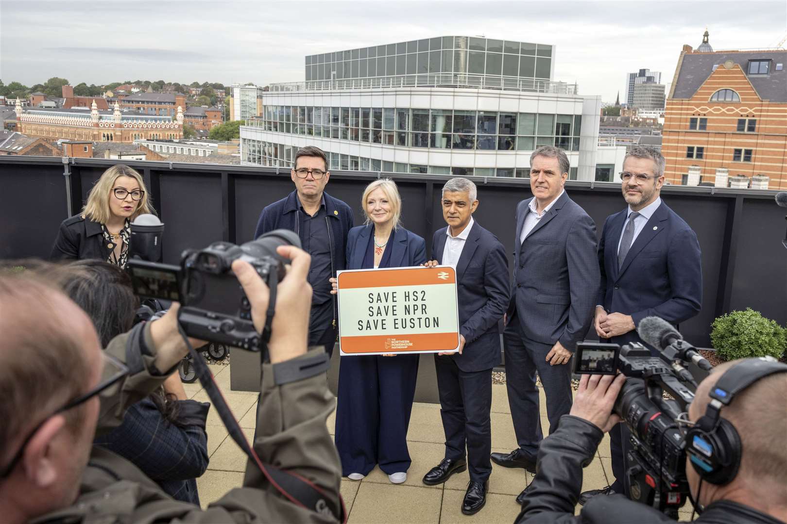 Labour mayors including Steve Rotheram (second right) opposed the decision to scrap the HS2 link to Manchester, and have called for the full Northern Powerhouse Rail to be built. (Danny Lawson/PA)