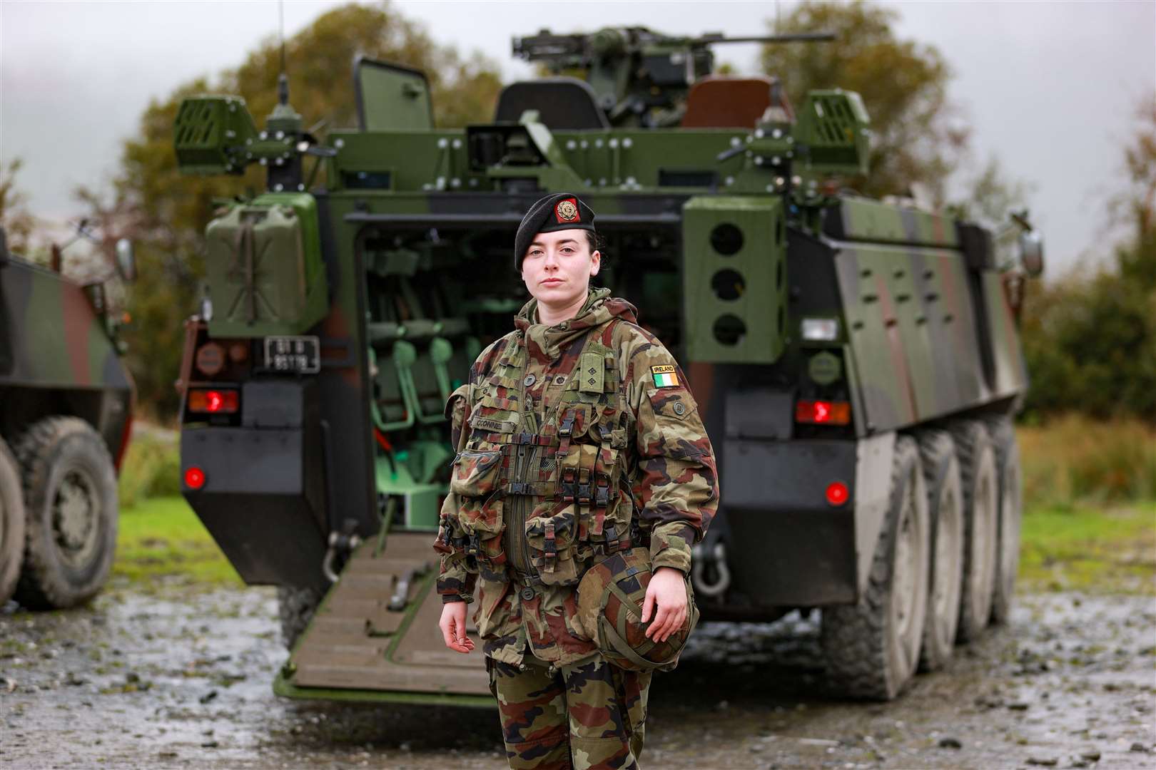 Lt Essie O’Connell during readiness exercises for the 123rd Infantry Battalion which is entering the final phase of training in preparation for their deployment to south Lebanon in November (Liam McBurney/PA)