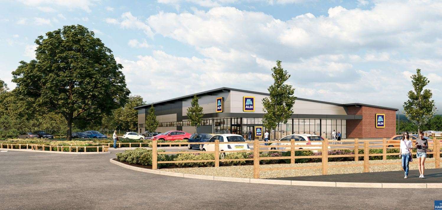 How the Aldi store on Waterbrook Park, Ashford, could look. Picture: Aldi