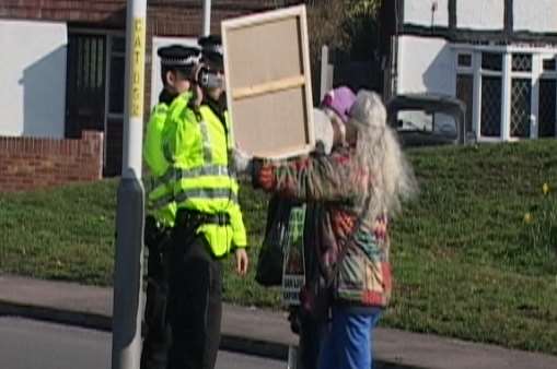 An animal welfare protester clashes with police. Picture: Mike Pett