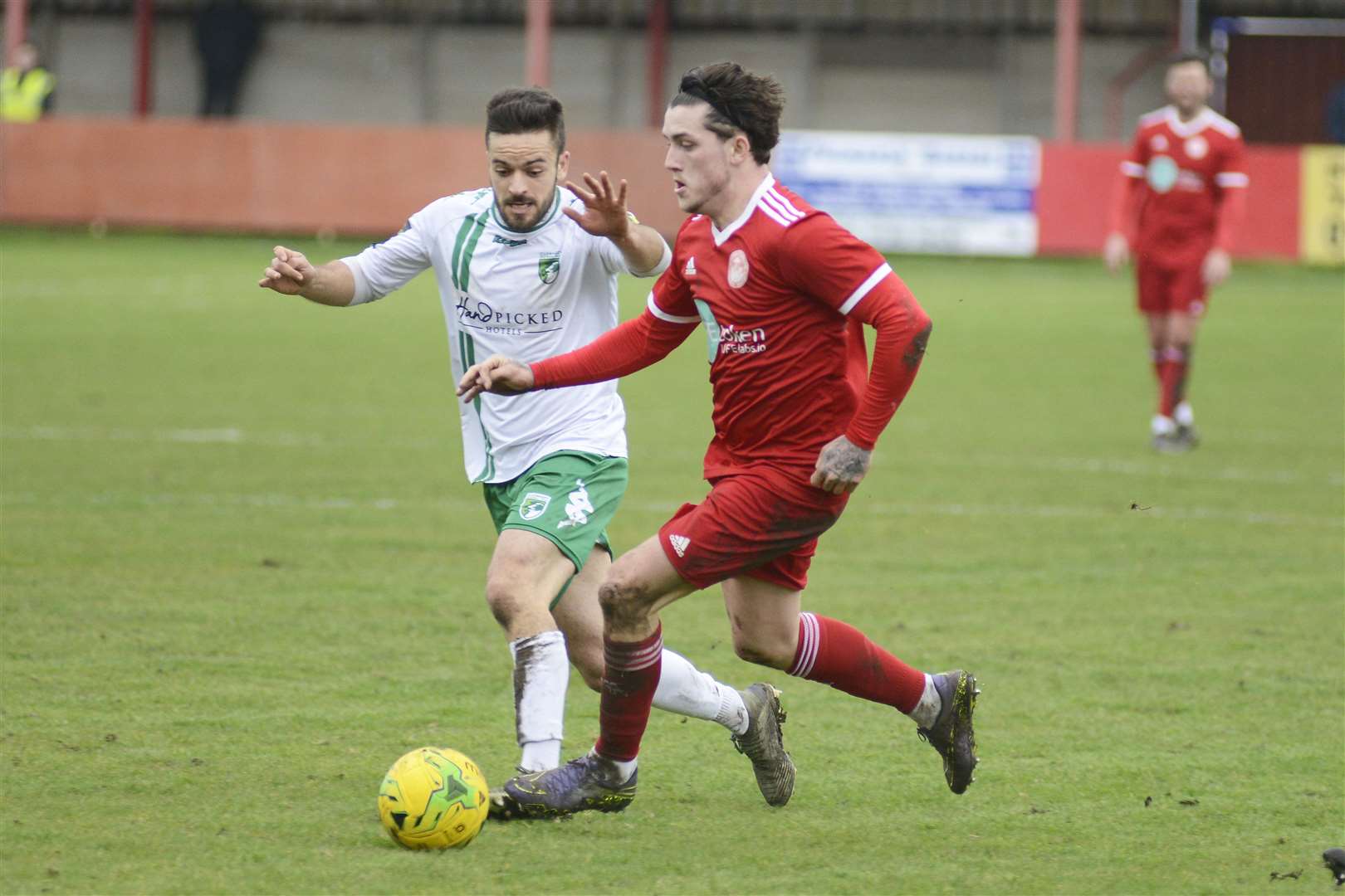 Darren Oldaker in action for Hythe Town last season