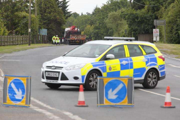 Police have closed the road. Picture: Martin Apps.