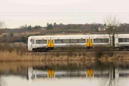 A Southeastern class 375 train near Canterbury