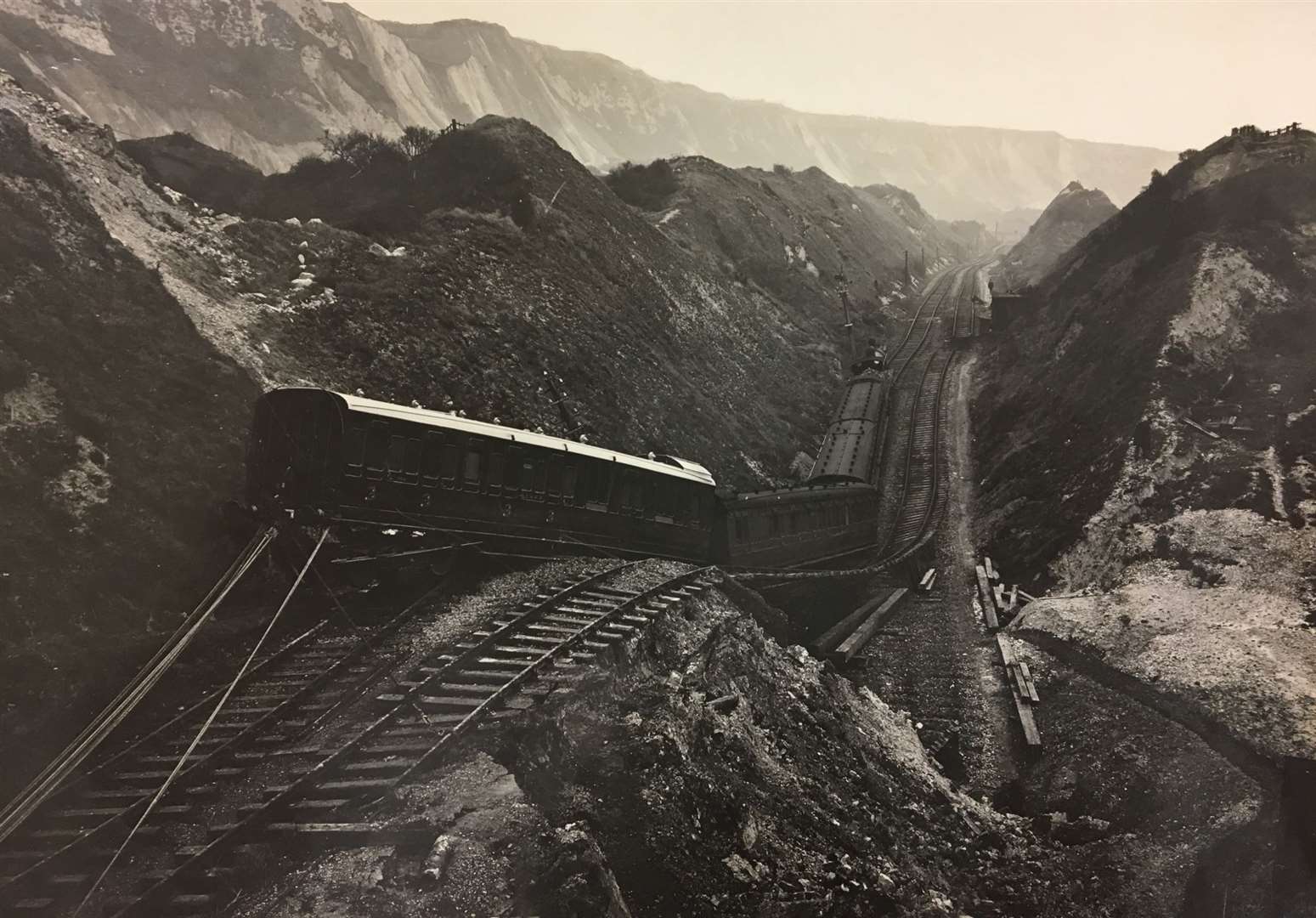 The ‘Great Fall’ at the Warren between Folkestone and Dover left a train stranded. Picture: Derek Butcher / Network Rail