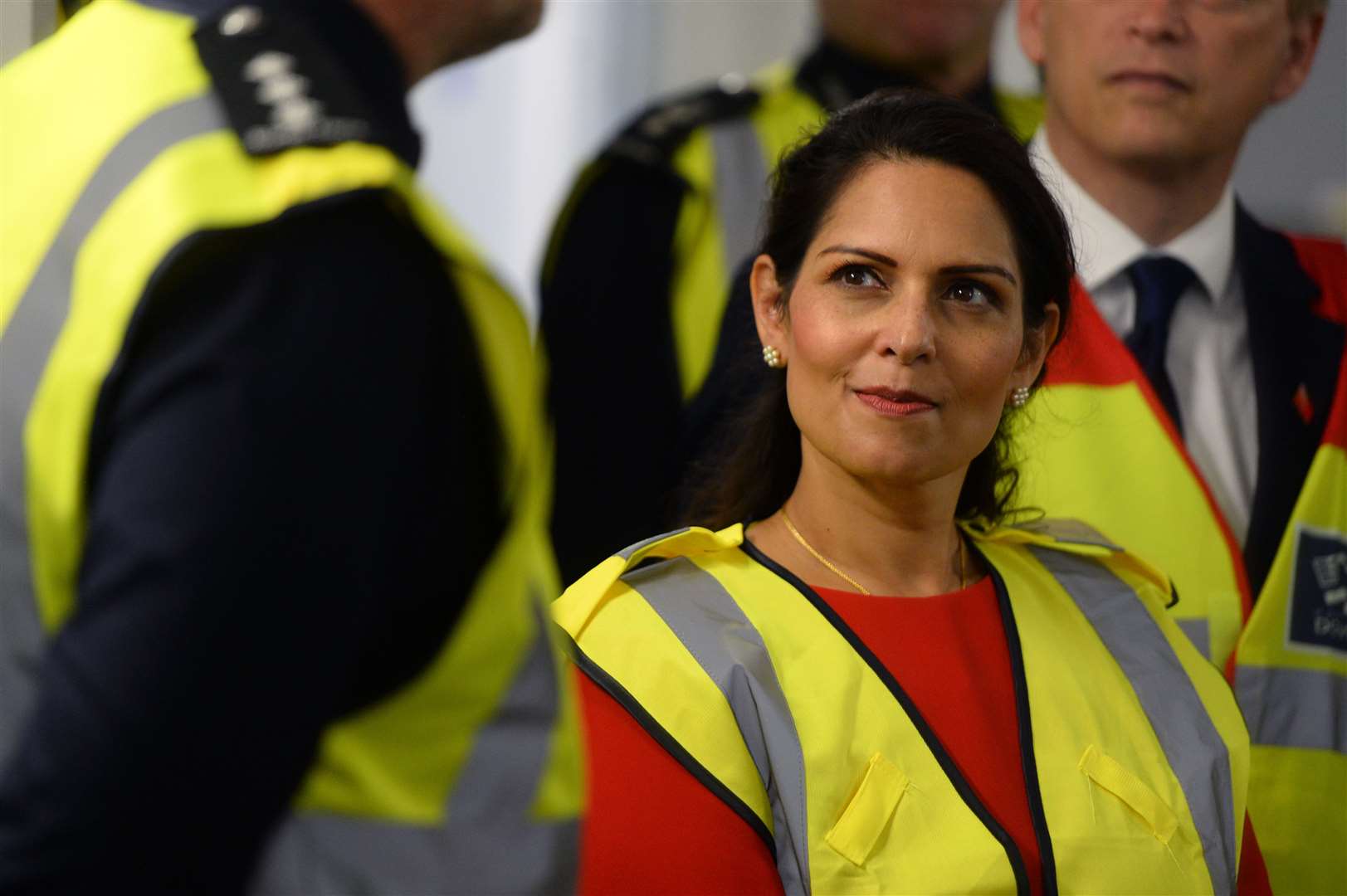 Priti Patel at the Port of Dover (Kirsty O’Connor/PA)