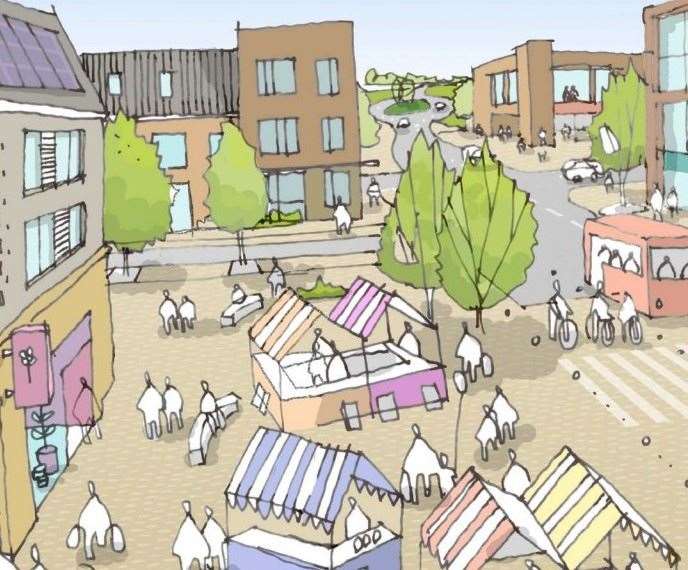 How the centre of the Heathlands Garden Community in Lenham could look. Picture: Maidstone Borough Council