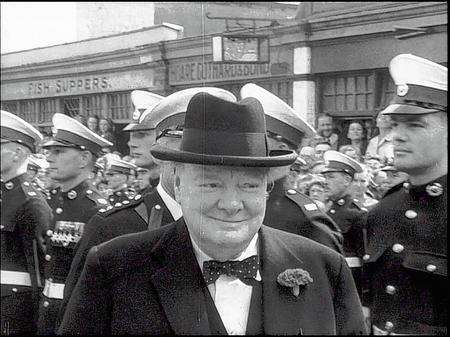 A happy Winston Churchill during his visit to Deal