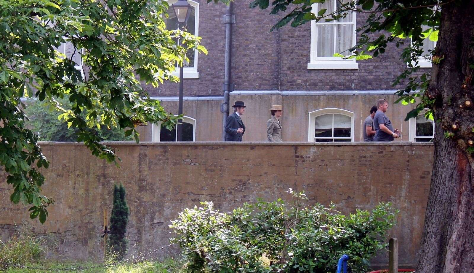 Actors in Victorian style dress filming in the Historic Dockyard, Chatham Pic: Adrian Griffiths