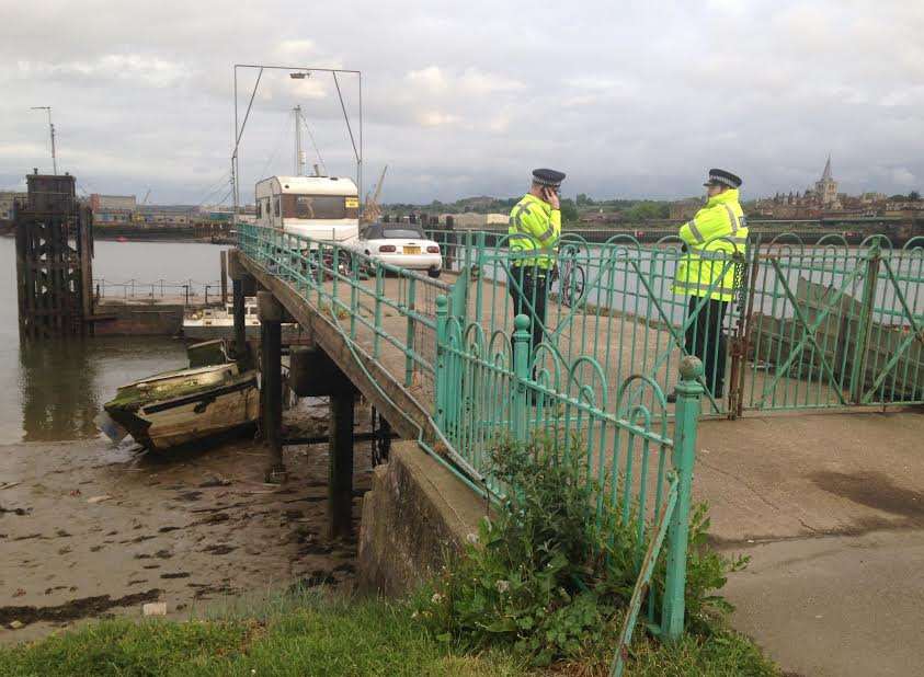 Officers at Strood Pier this evening