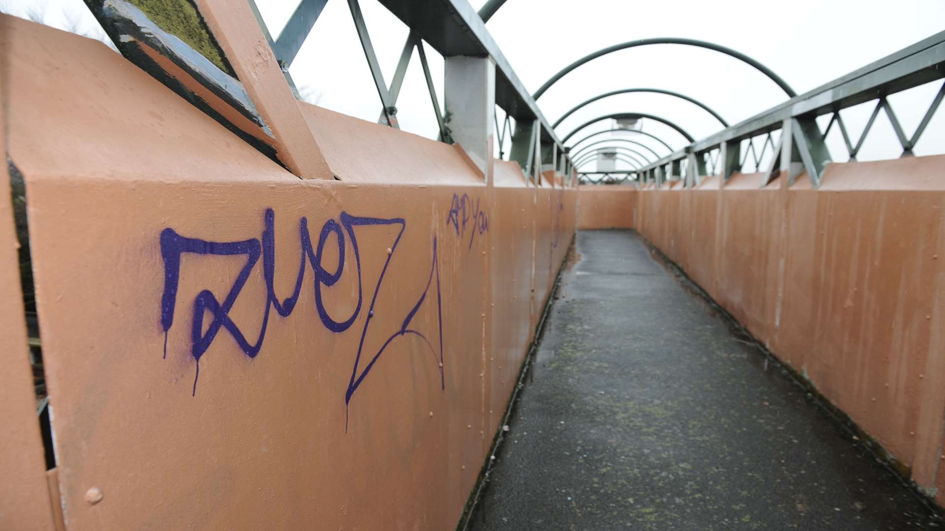 The bridge and subway were daubed with graffiti under 24 hours after they were repainted.