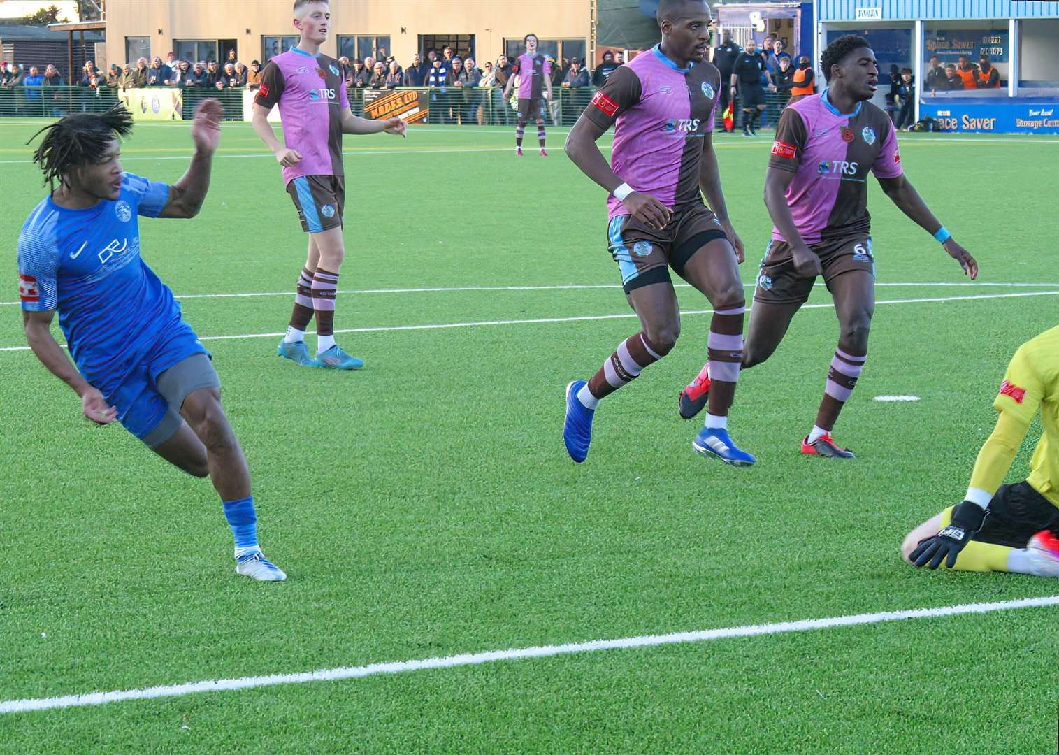 Kymani Thomas scoring for Herne Bay. Picture: Keith Davy