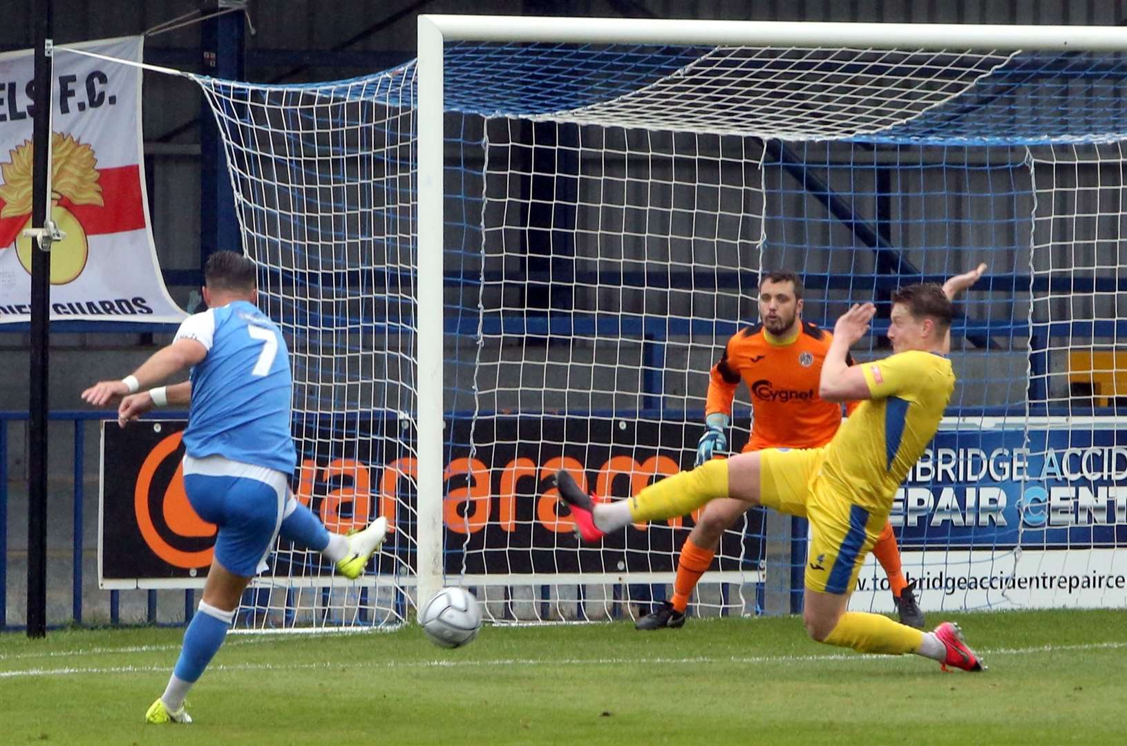 Tonbridge's Ben Greenhalgh opens the scoring against Taunton. Picture: Dave Couldridge (42844498)