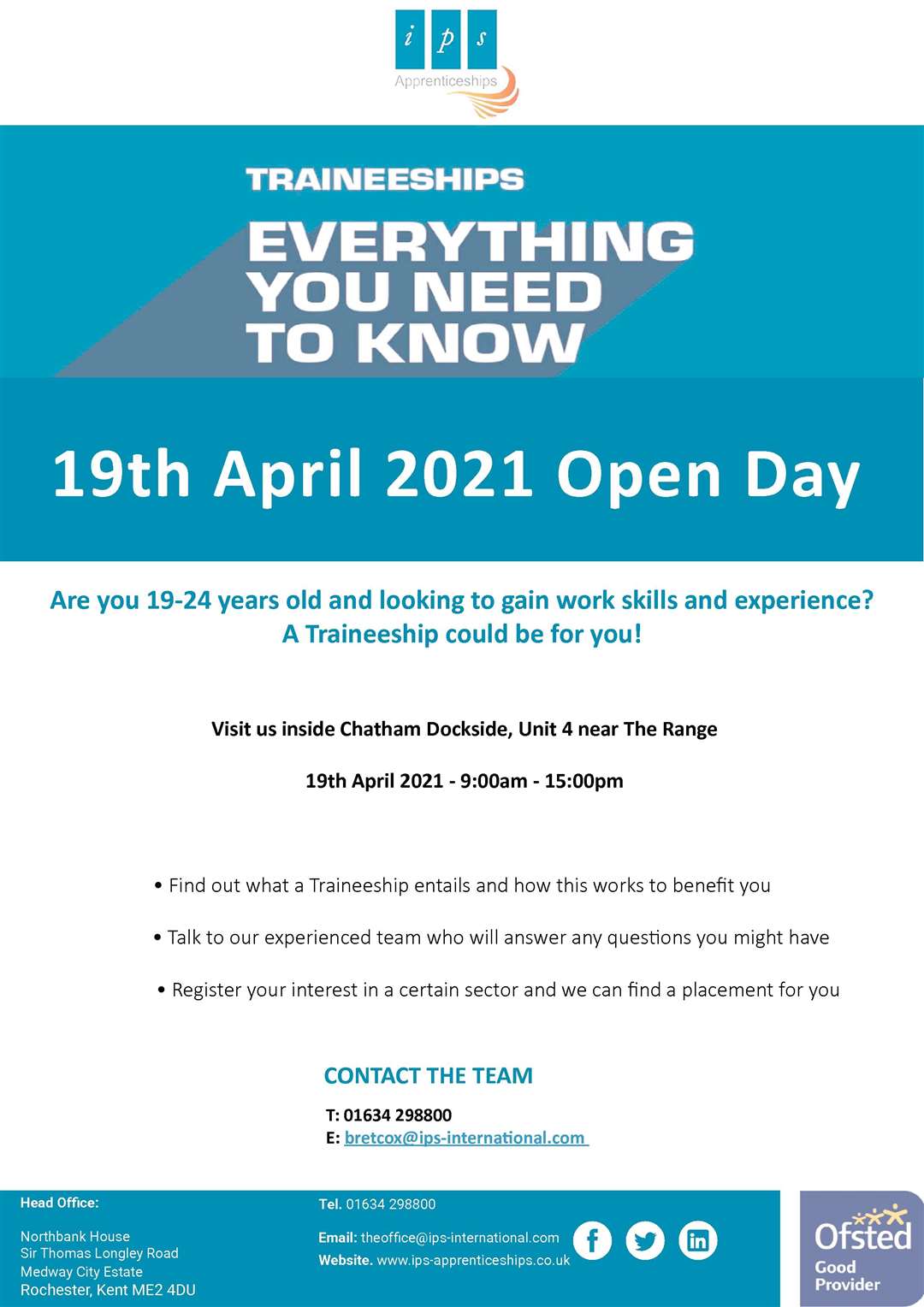 Traineeship open day poster