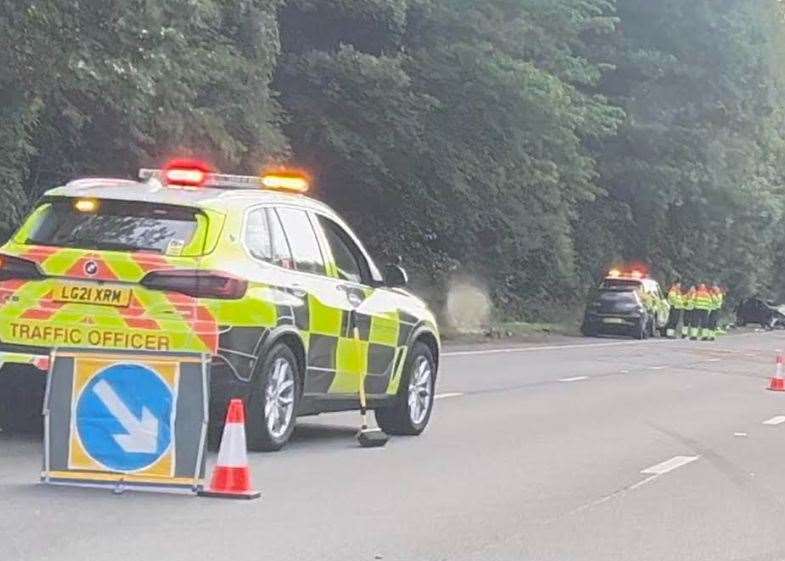 The scene of the crash today. Picture: National Highways South East