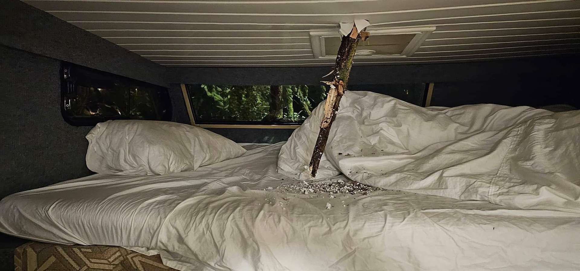 Aaron's motorhome had been parked outside The Lanthorne pub in Broadstairs when a branch came through the roof. Pic: Aaron Waterer