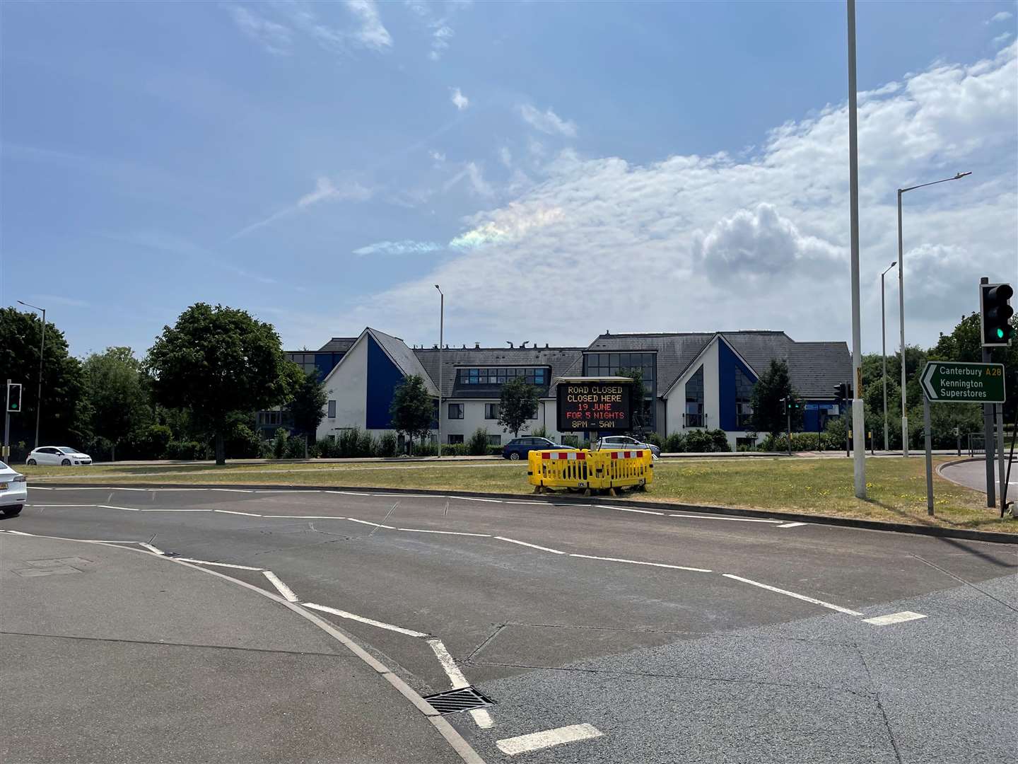 The A28 Simone Weil Avenue in Ashford was partially blocked after a four-vehicle crash. Stock picture