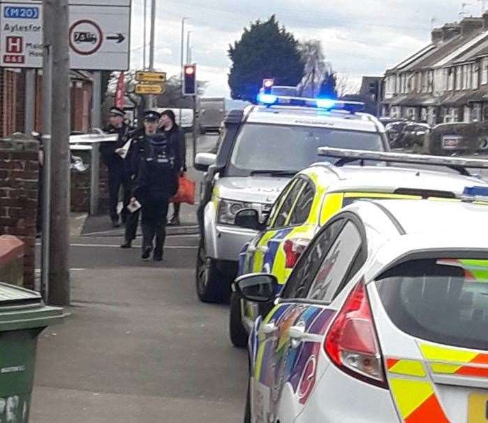 Armed police in Terminus Road, Barming. Picture: Tobe Leigh