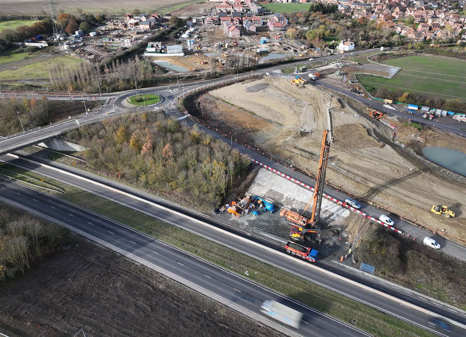 Work underway on the Grovehurst junction near Sittingbourne in November 2023. Picture: Phil Drew