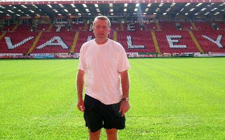 Charlton head groundsman Paddy Powell before the grass was removed