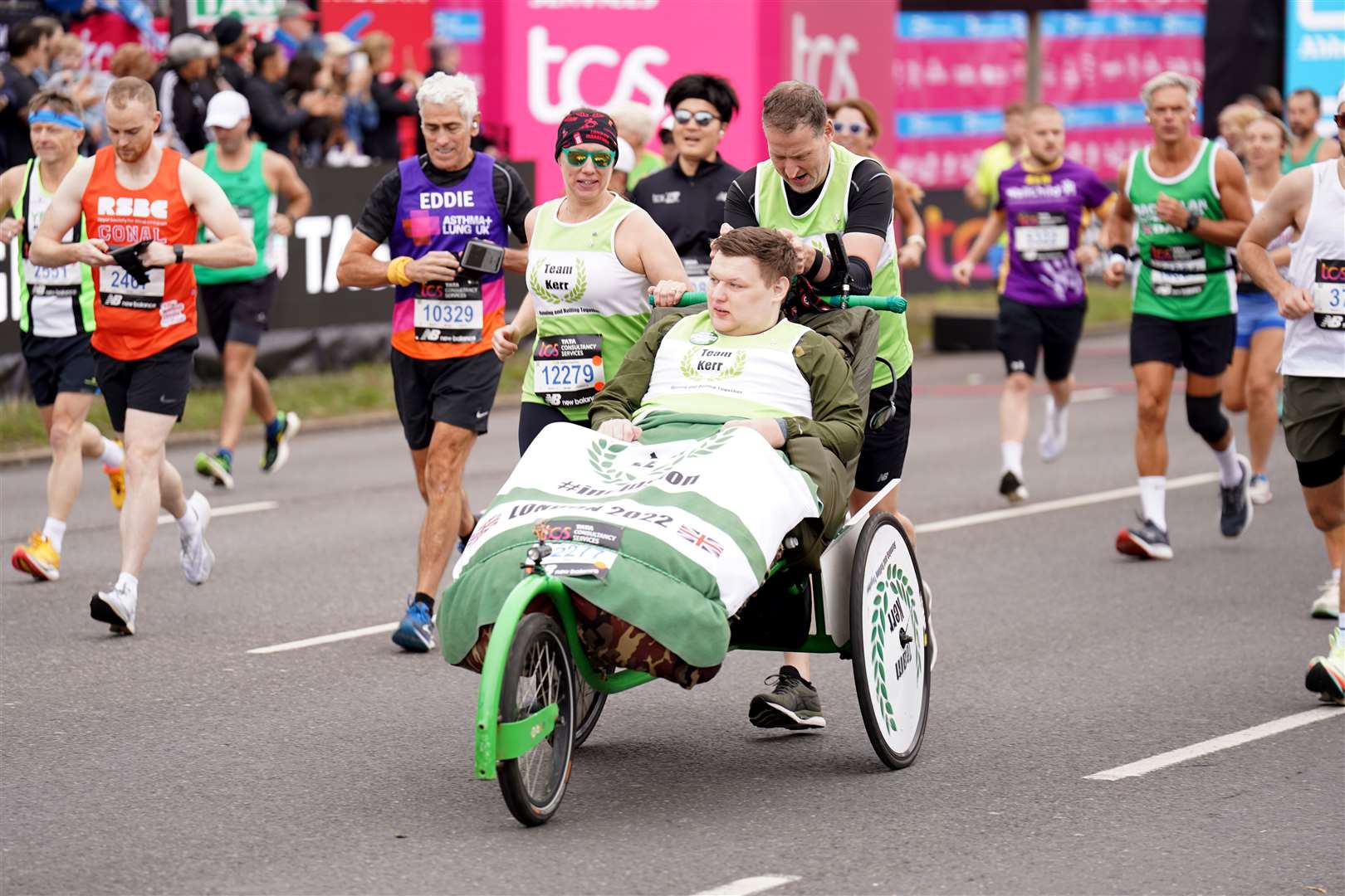 Team Kerr taking part in the London Marathon (James Manning/PA)