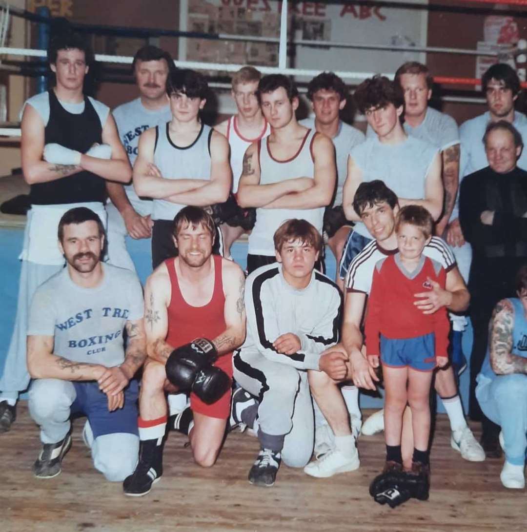 Steve Young with son John, front row, right