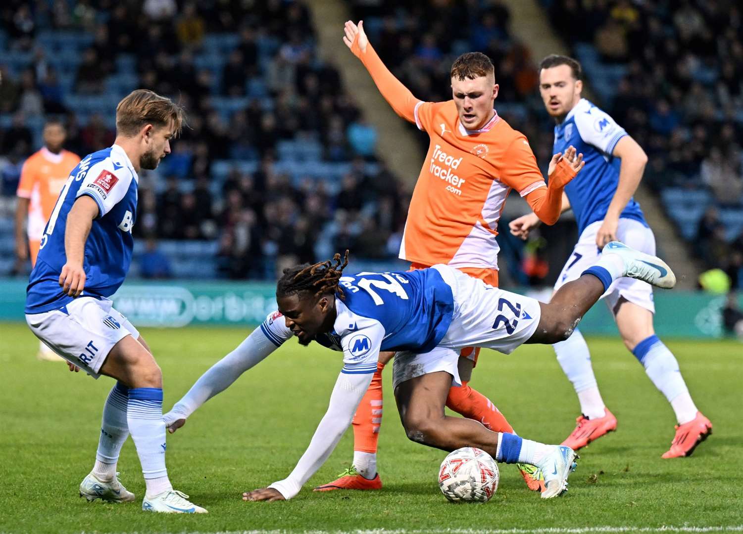 Gillingham defender Shad Ogie is fouled. Picture: Keith Gillard