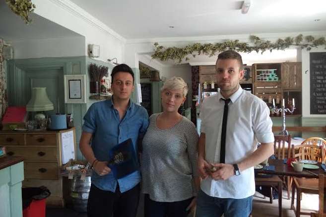 Staff involved in the clean-up. Lucy Crawford (centre) with Richard Miller, right, and Lee Frangiamore (left)