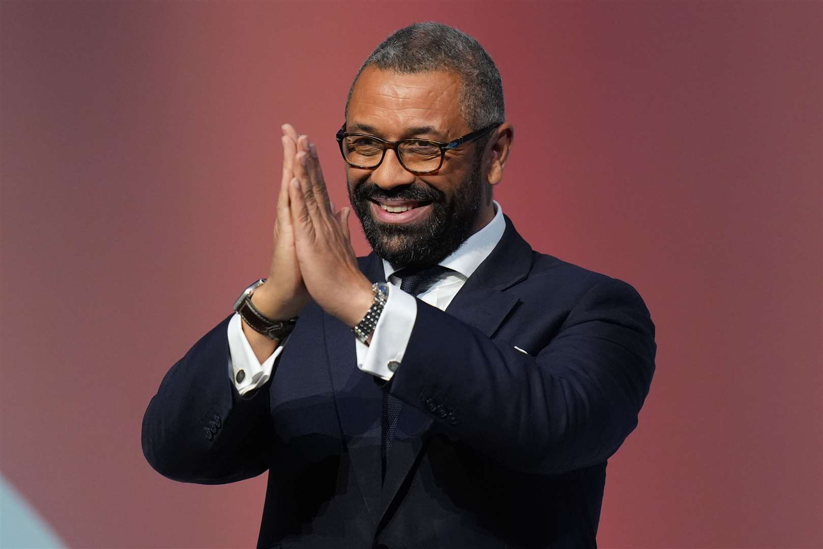 James Cleverly appealed to his party to ‘be more normal’ in his conference speech. (Jacob King/PA)