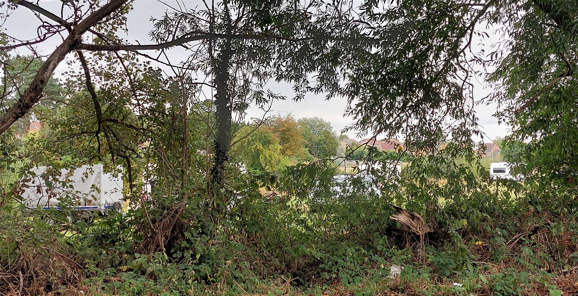 The caravans are in a corner of the site off Kinney's Lane