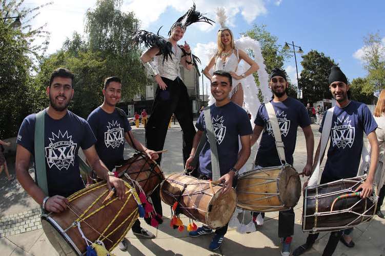 Performers joined youngsters on the parade