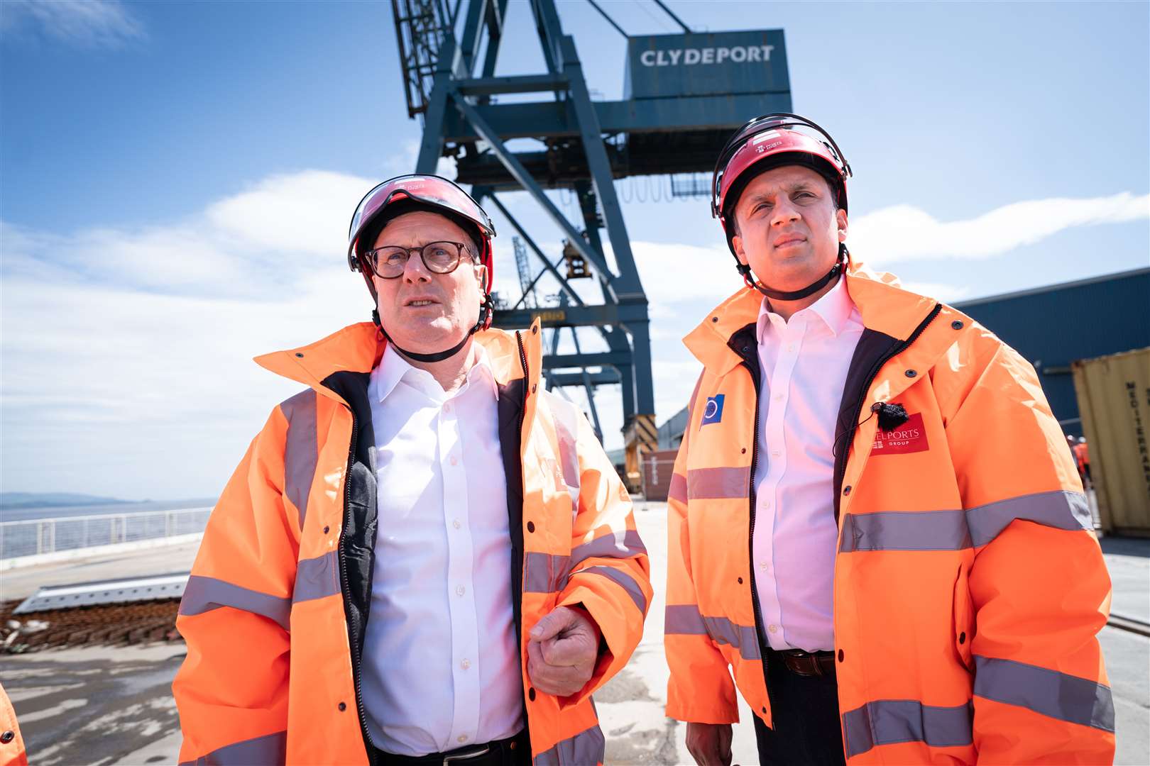 Scottish Labour leader Anas Sarwar (right) joins UK party leader Sir Keir Starmer at the Port of Greenock on the campaign trail in May before July’s UK general election victory (Stefan Rousseau/PA)