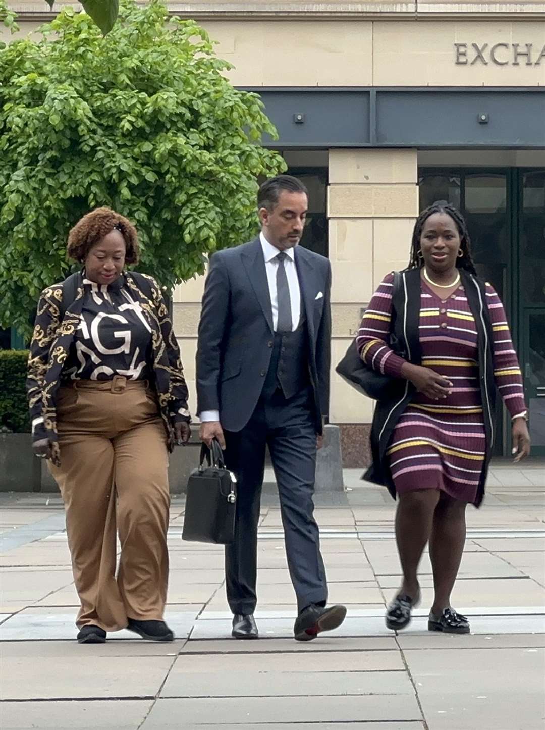 Lawyer Aamer Anwar, pictured earlier this year, with members of Sheku Bayoh’s family arriving at Capital House in Edinburgh for the public inquiry into his death (Dan Barker/PA)