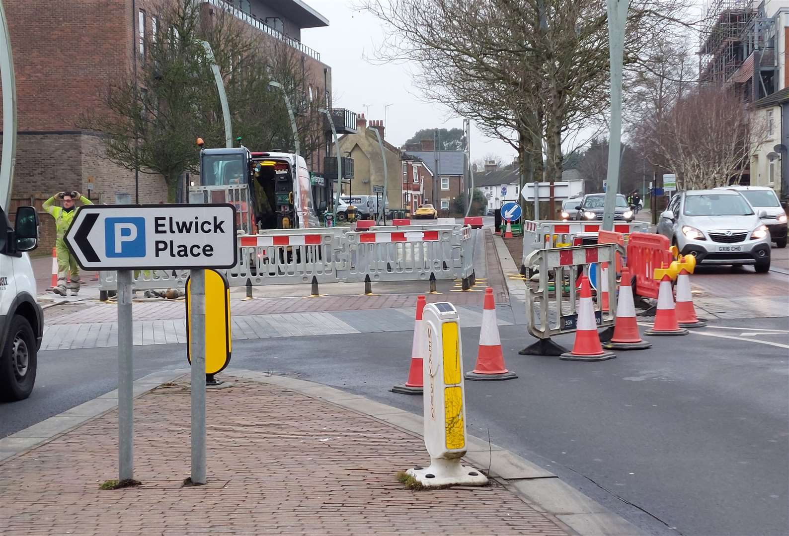 Elwick Road is closed westbound from the entrance to County Square to The Bolt roundabout