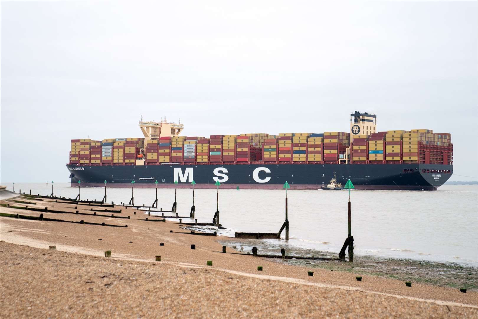 The vessel is capable of holding 24,346 standard containers (Joe Giddens/PA)